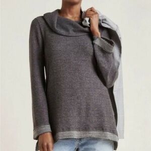 Anthropologie Maeve Charcoal Heather Gray Risa Hacci Cowl Tunic Sweater Sz M